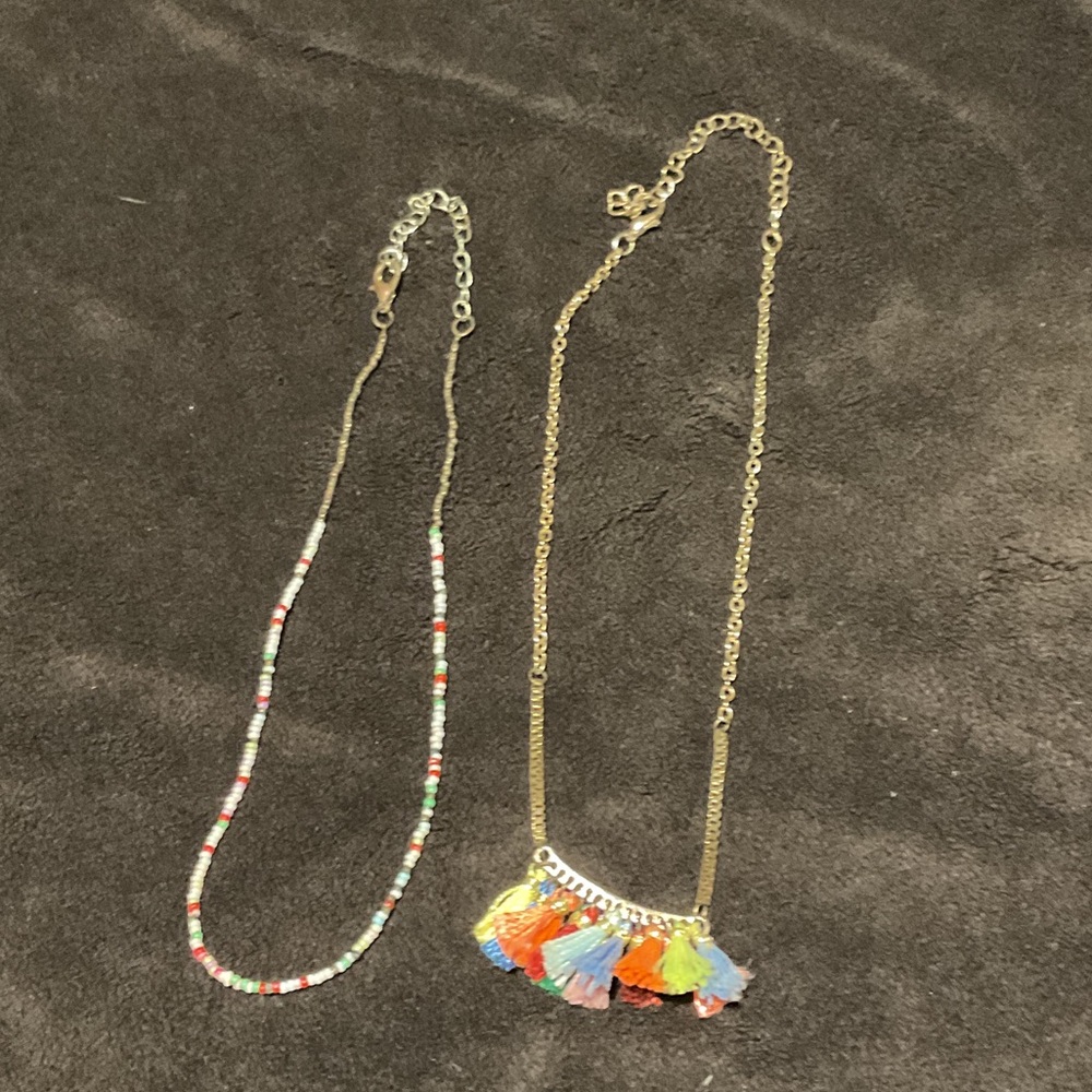 Colorful Beaded and Tassel Necklace Set